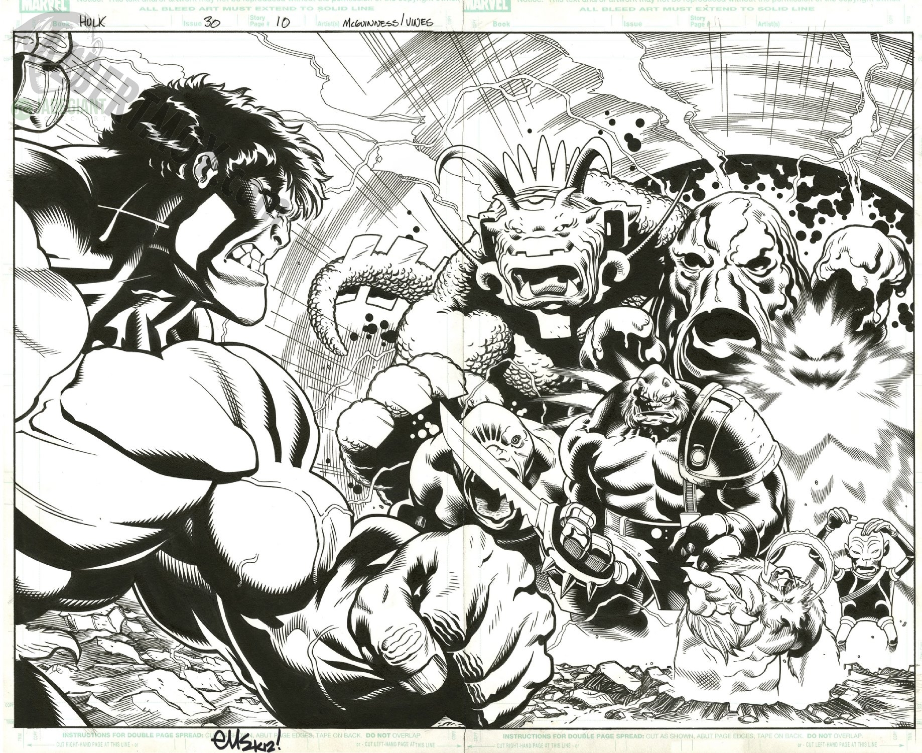 2011 Hulk issue 30 pages 10 and 11 by Ed McGuinness Comic Art