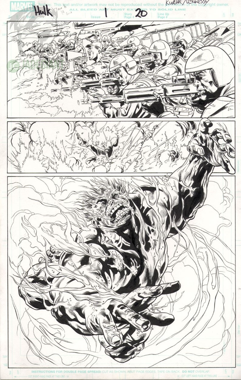 2010 Hulk Let the Battle Begin #1 page 20 by Steve Kurth and Andrew Hennessy Comic Art