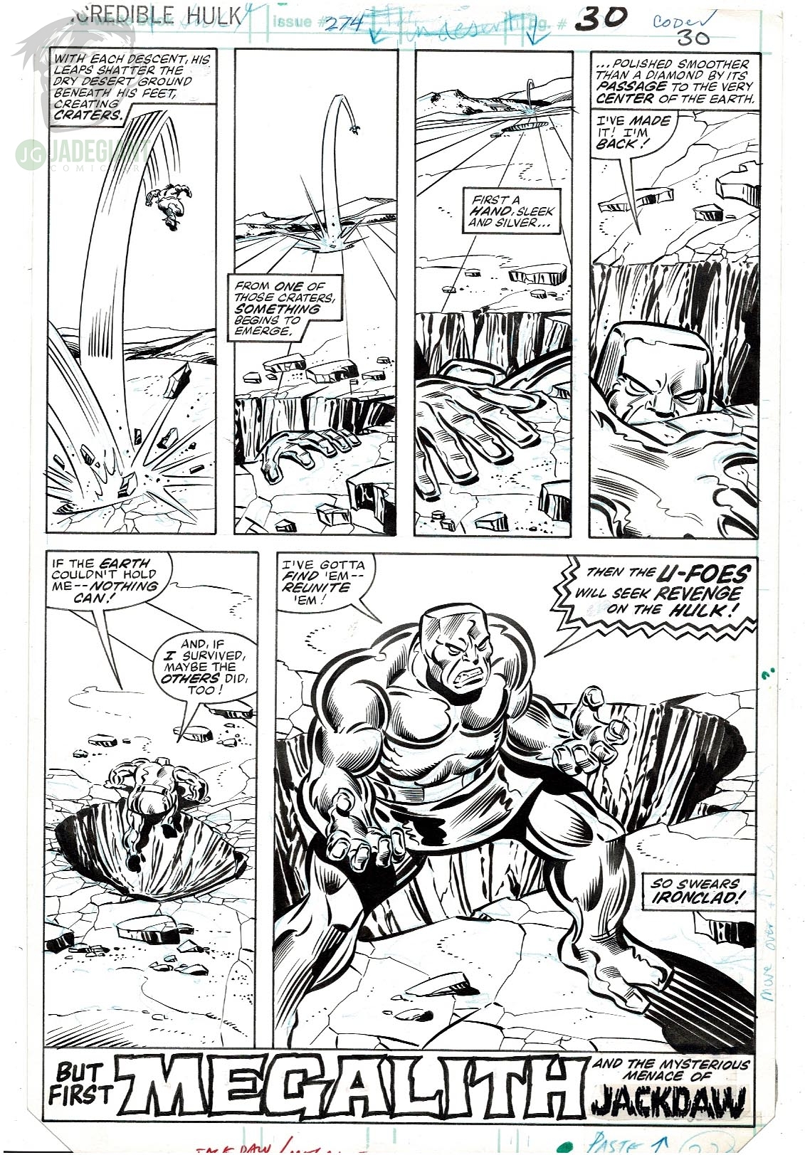 1982 Incredible Hulk 274 page 30 by Sal Buscema and Joe Sinnott enter the U-FOES! Comic Art