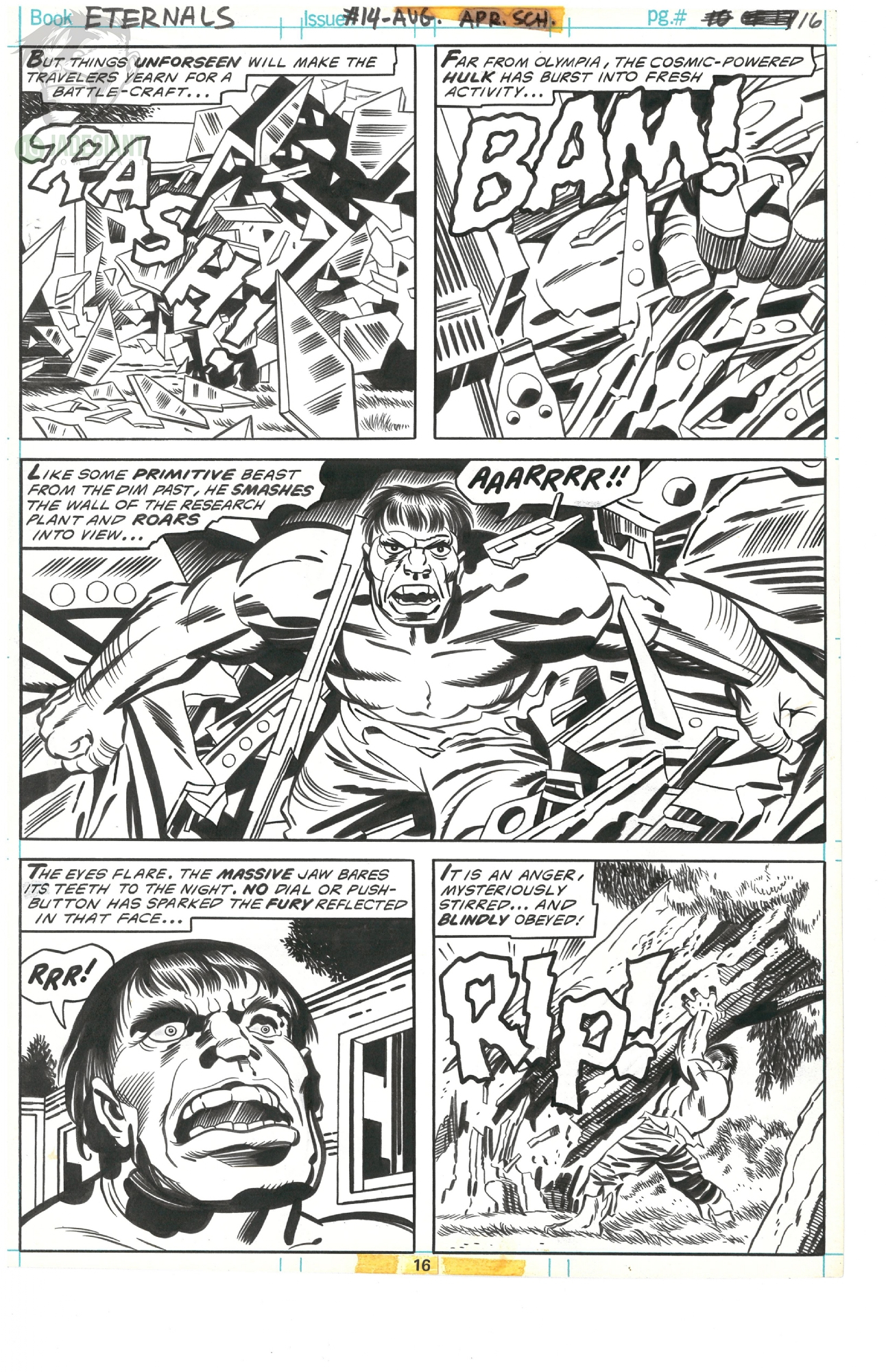 1977 Eternals issue 14 page 16 Cosmic Hulk by Jack Kirby Comic Art