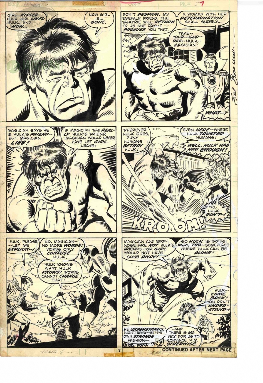 1974 Defenders 17 page 7 by by Sal Buscema Hulk Comic Art