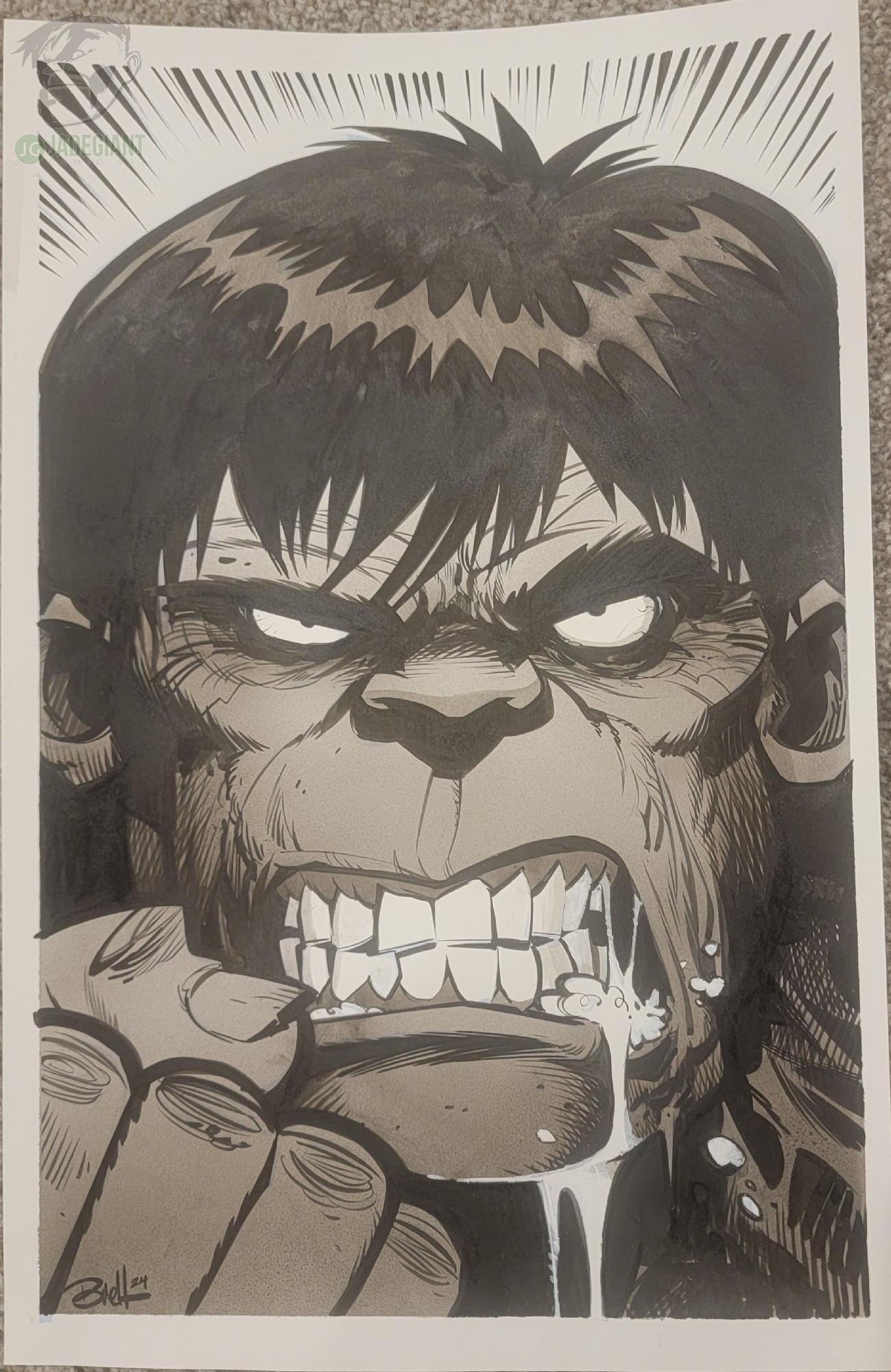 Bob Larkin Hulk homage by Brett Parson Heroes Con 2023 Comic Art