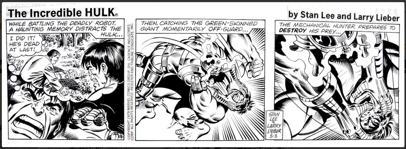 1979 comic strip Hulk artwork by Larry Lieber and Joe Sinnott Comic Art