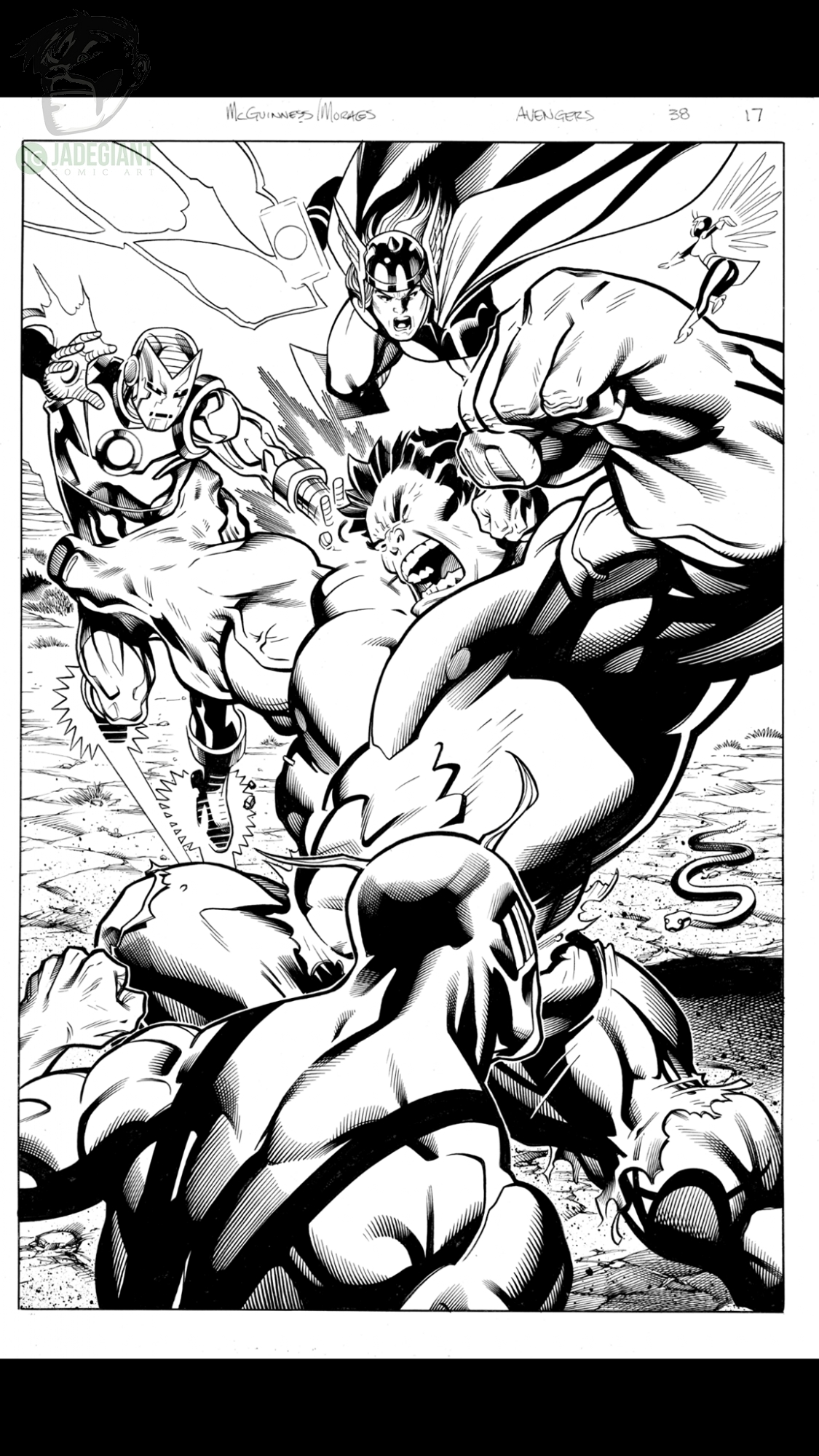 WANTED Ed McGuinness Mark Morales Avengers issue 38 vs Hulk page Comic Art