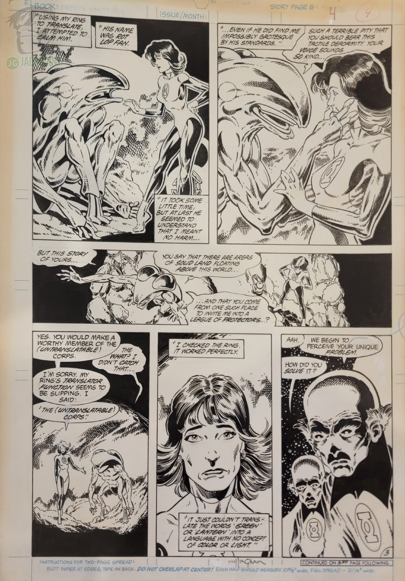 1987 Tales of the Green Lantern Corps Annual 3 page 3 by Bill Willingham and Tery Austin first appearance of Rot Lop Fan Comic Art