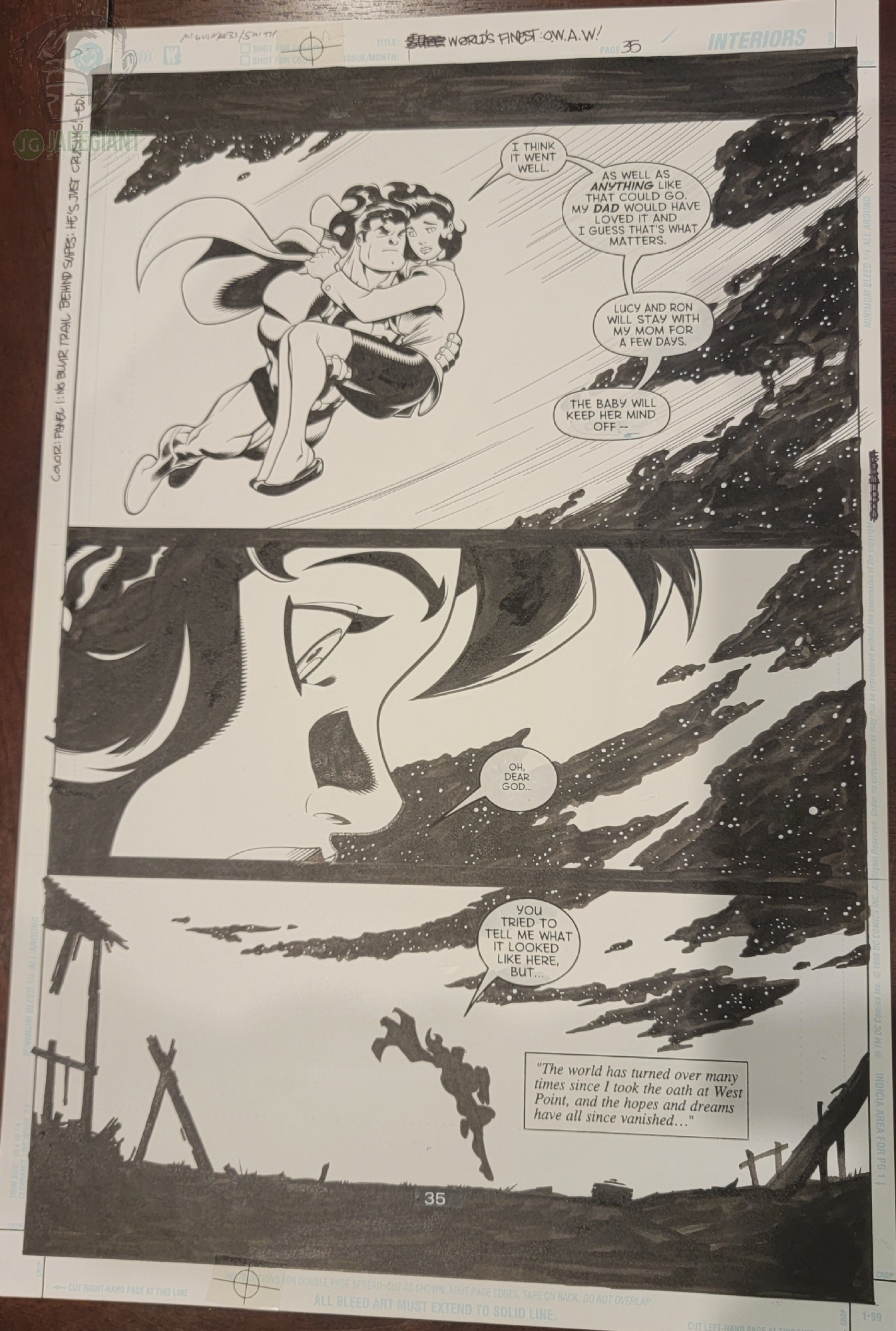 World's Finest Our Worlds at War Issue 1 page 35 Superman and Lois by Ed McGuinness Comic Art