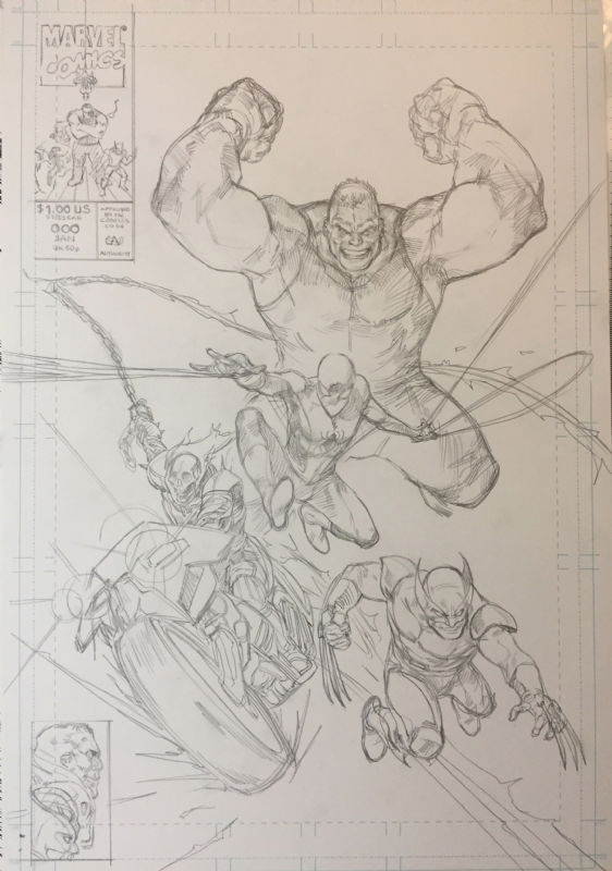 new Fantastic Four hulk wolverine spiderman ghost rider commission pencils  , in Paul Harmon's Paul Harmon Original Art and Illustrations Comic Art  Gallery Room