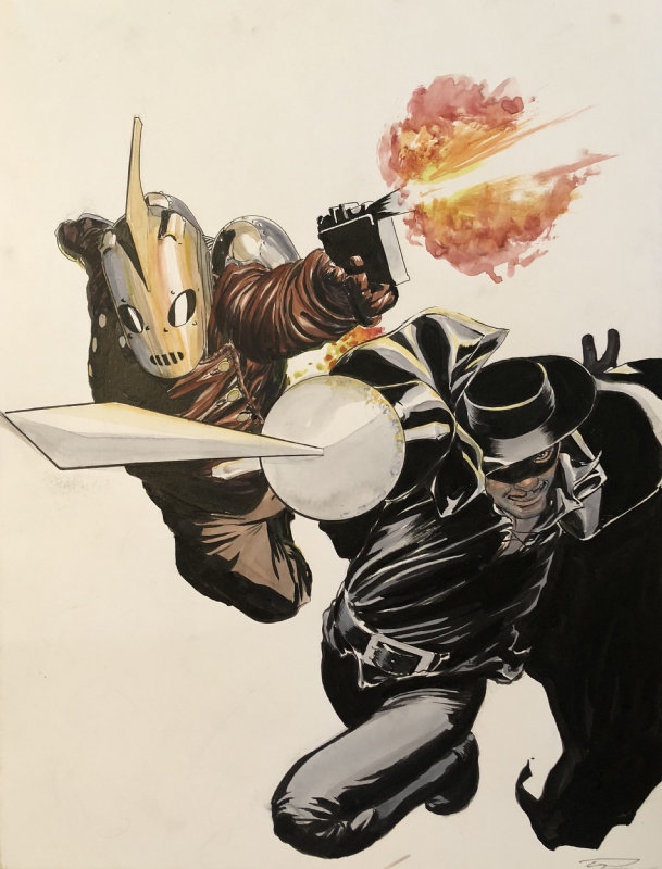 Rocketeer and Zorro by Tony Parker, in Robert Baker's Commissions- The  Rocketeer Comic Art Gallery Room