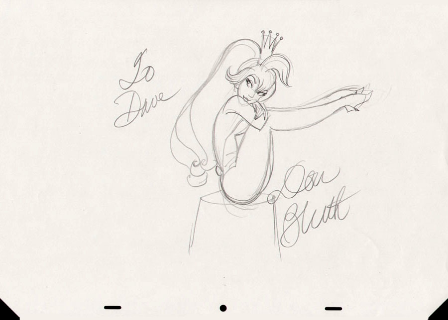 Don Bluth Princess Daphne Sketch In Dave Morris S Animation Art Don Bluth Comic Art Gallery Room