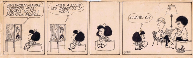 Mafalda strip art by Quino, Comic Art