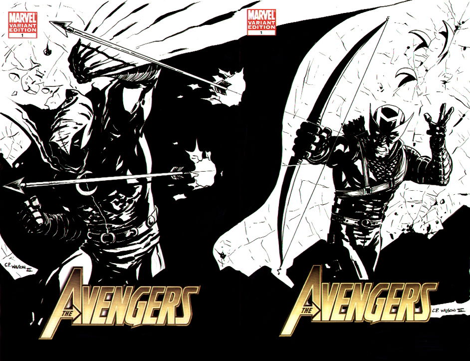 Avengers: Moon Knight Versus Hawkeye Sketch Cover, In Charles Paul 