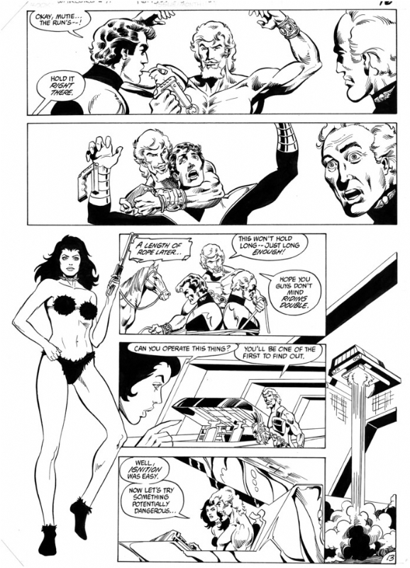 The Warlord #71 page 13 Travis Morgan! Mutie Patrol! Sexy Hot Cat Shakira  doubles back and catches them off guard!, in Nick F's The Warlord # 71  COMPLETE story by Dan Jurgens