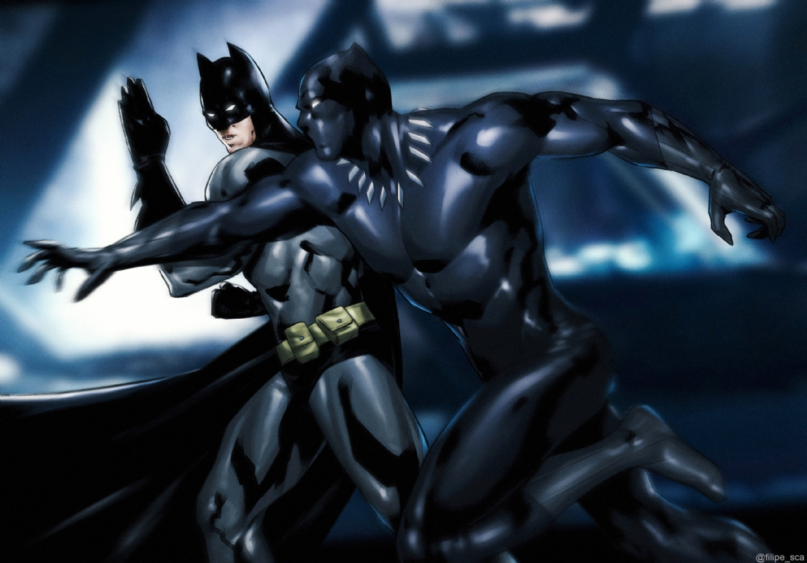 Batman vs Black Panther, in Luis Filipe's Artwork Comic Art Gallery Room