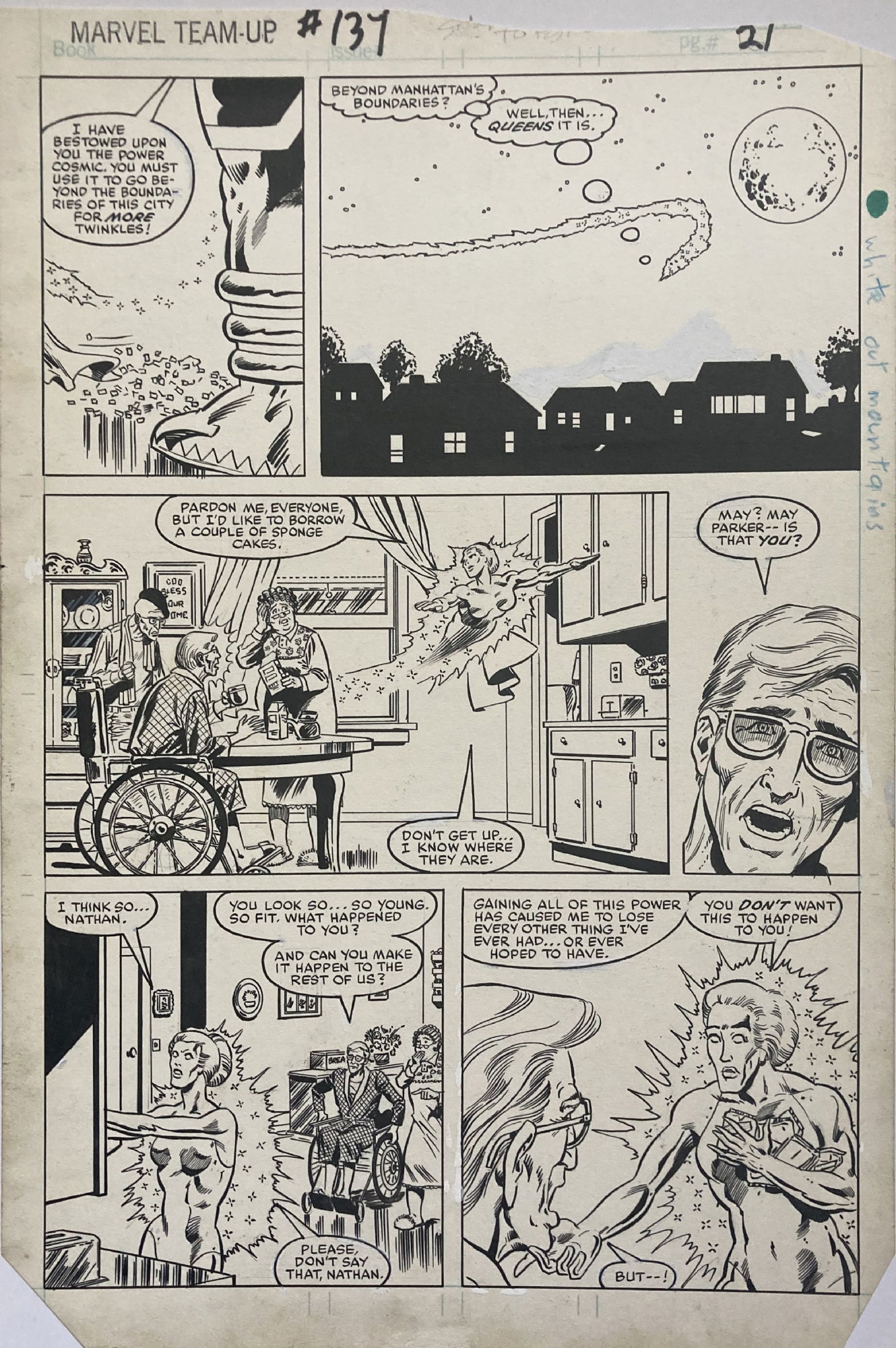 Marvel Team-Up #137, p. 16 - Aunt May, Herald of Galactus, in Michael ...