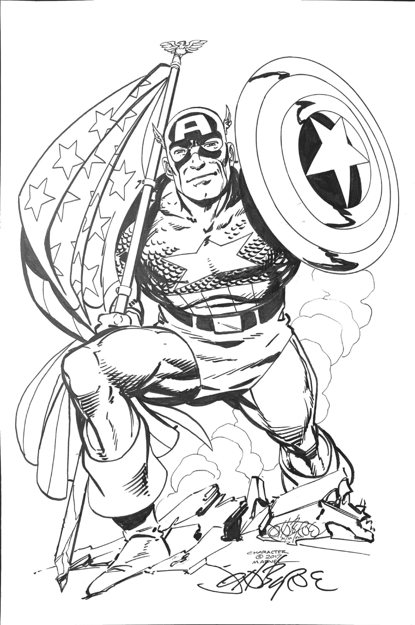 Captain America, in Brad's Comic Art's John Byrne Comic Art Gallery Room