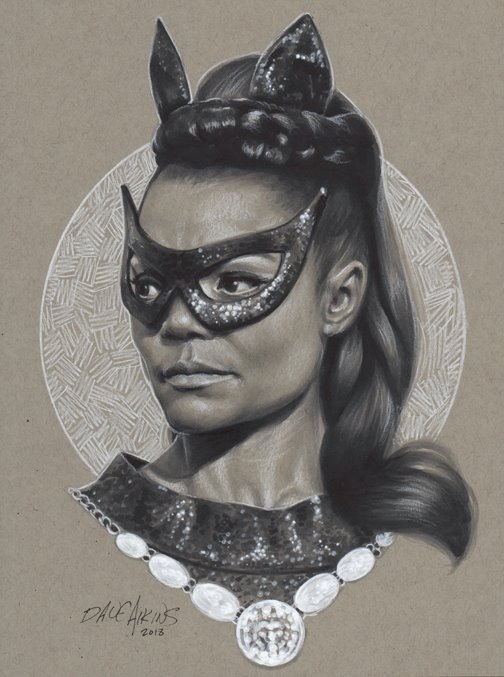 Catwoman/Eartha Kitt Comic Art