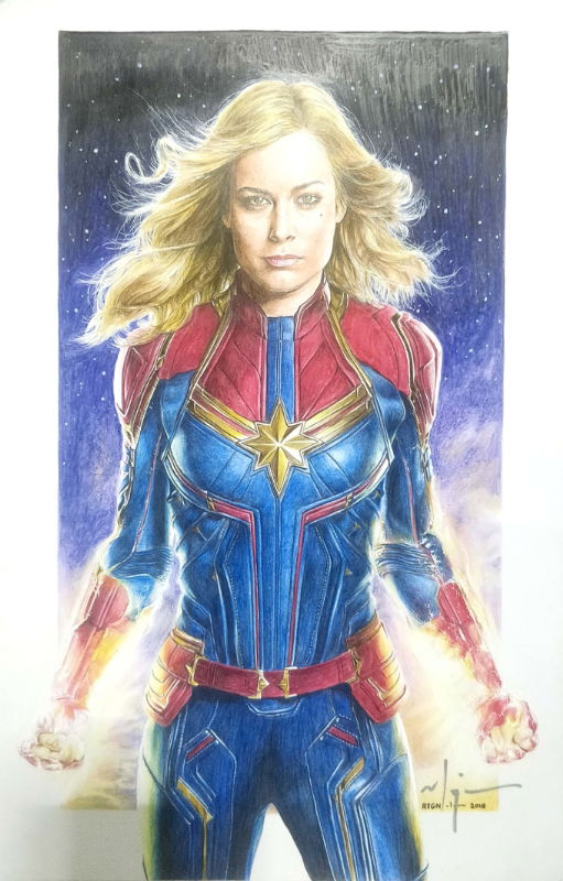 Brie Larson as Captain Marvel, in Ben BB's Other Art Pieces Comic Art ...