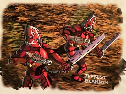 Storm Squad Eldar - Theresa Brandon - Games Workshop Warhammer 40K CCG Comic Art