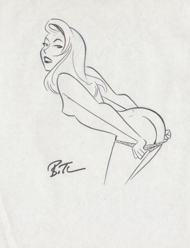 Blond slipping of panties during full moon, in Alain Ninet's Bruce Timm  Comic Art Gallery Room