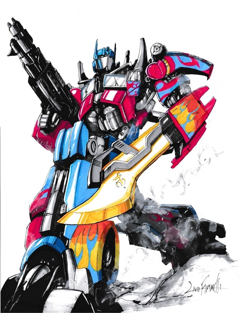 Drawing Print of Optimus Prime from Transformers: Age of Extinction