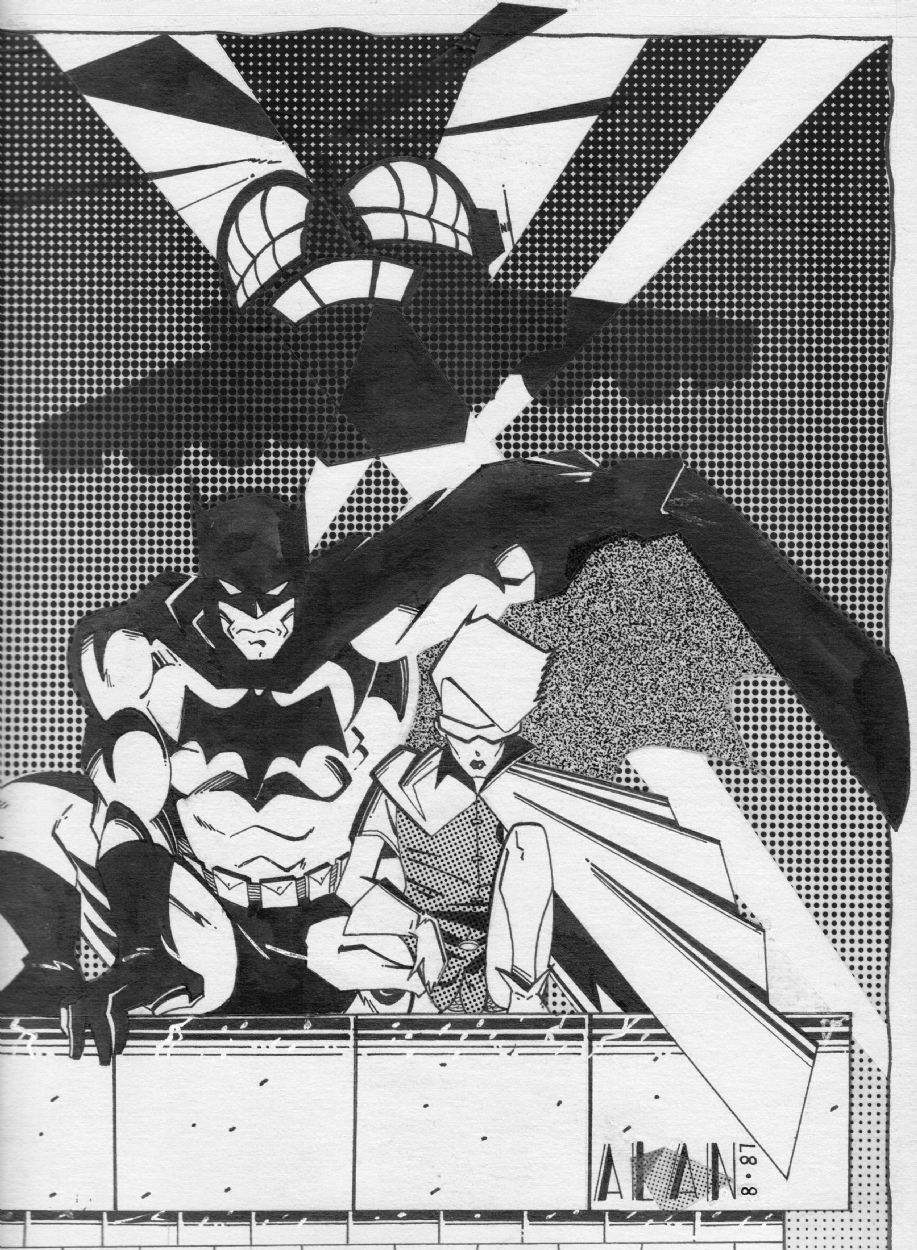 Dark Knight And Girl Robin In Larry Millers Dc Art Comic Art Gallery Room