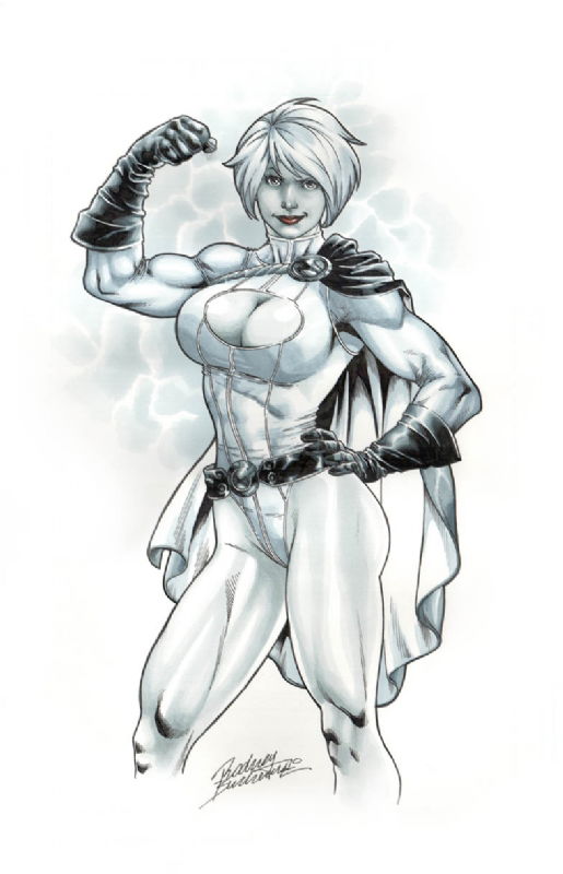 POWER GIRL ORIGINAL COMIC ART PENCIL SKETCH 1 ON CARD STOCK