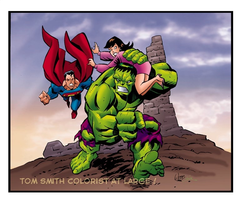 Jim Webb ..Hulk Vs Superman, in TOM SMITH 30 year veteran professional  COLORIST !'s #2e.. Art ....COLOR COMMISSIONS 2006 ..Digital color..Jan 06 -  July 06 Comic Art Gallery Room