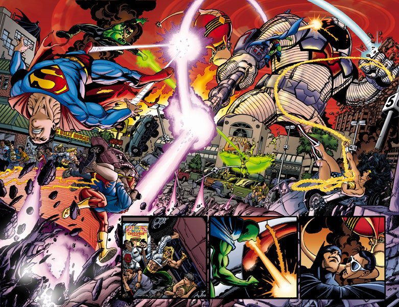 Perez Avengers /JLA page in Smith color, in TOM SMITH 30 year veteran ...