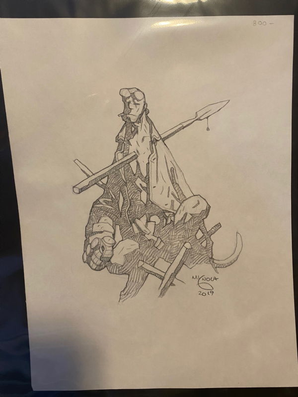 Hellboy Sketch Mike Mignola In Bing Kung S 90 S Artists Comic Art Gallery Room