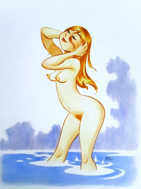 Bruce Timm Nude Girl On Pond, in mc 12's Bruce Timm Nude Comic Art Gallery  Room