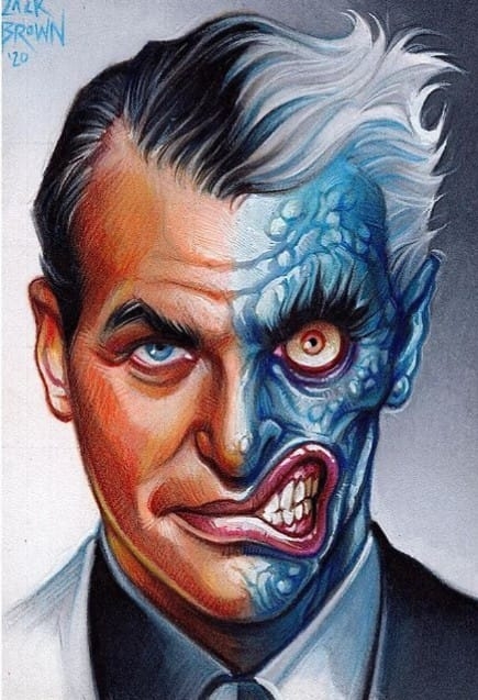 Batman: the Animated Series Two-Face by Zachary Jackson Brown, in .  Hall's My Two-Face Collection: Comic Art Gallery Room