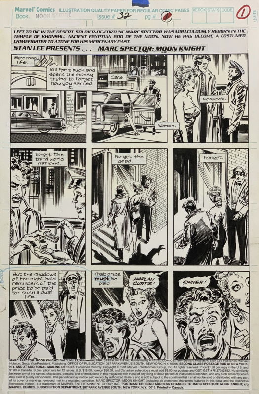 Mark Spector:Moon Knight issue 32, page 1 art by Ron Garney inks by Tom ...