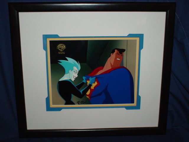 SUPERMAN AND LIVEWIRE PRODUCTION CEL FROM SUPERMAN THE ANIMATED SERIES, in  Robert Pozzi's BLAST FROM THE PAST Comic Art Gallery Room