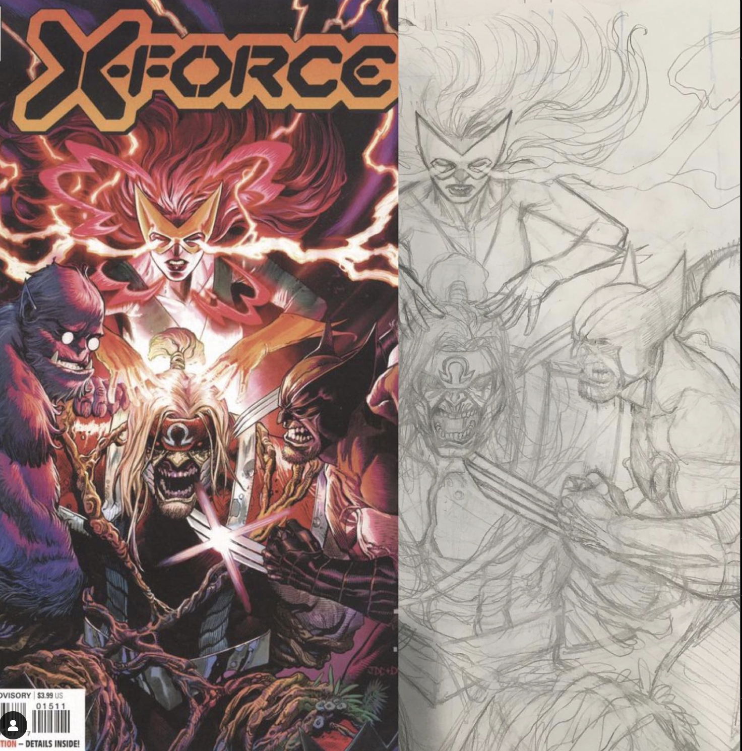 X Force 15 Cover Rough Omega Red Beast Jean Wolverine X men in