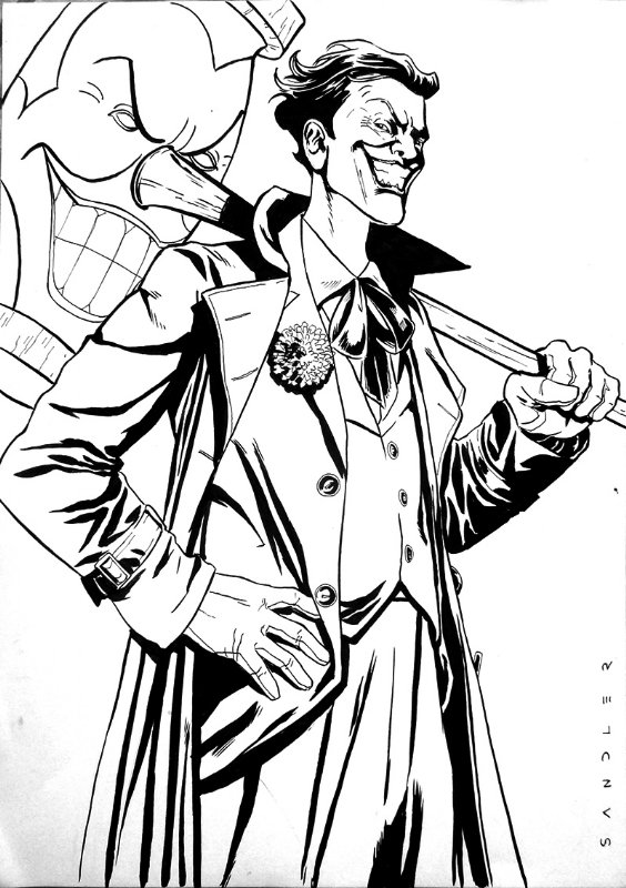 Comic Art For Sale from Splash Page Comic Art, Joker Painted Commission by  Comic Artist(s) Leo Sandler