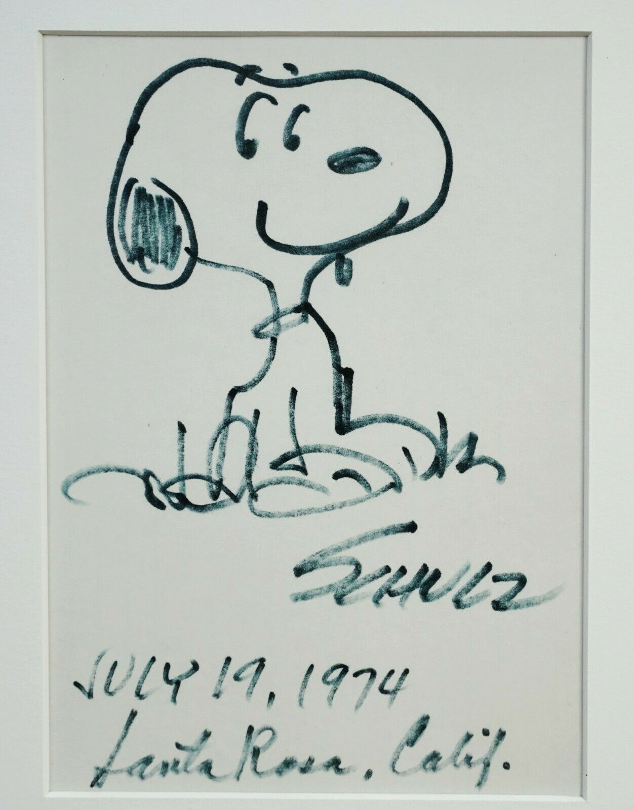 CHARLES SCHULZ SIGNED ORIGINAL DRAWING OF SNOOPY ~ WITH PSA/LOA, In ...