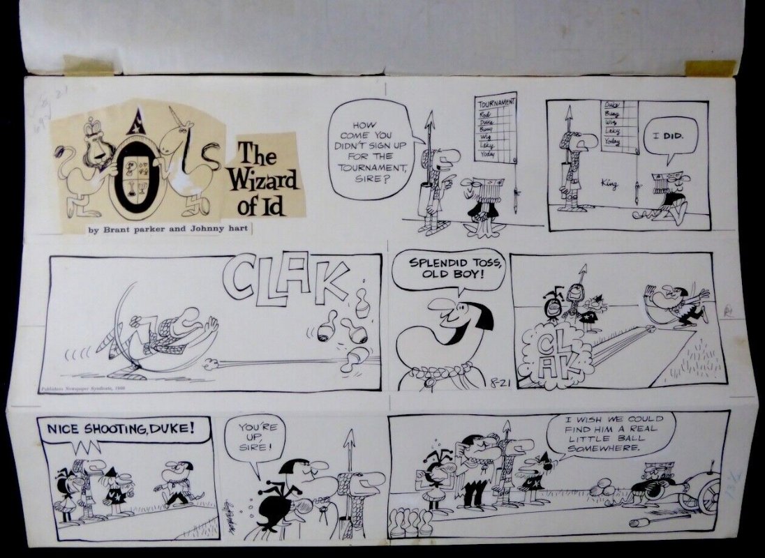 The Wizard of Id, 26/06/1966 pencil and ink on thin car…