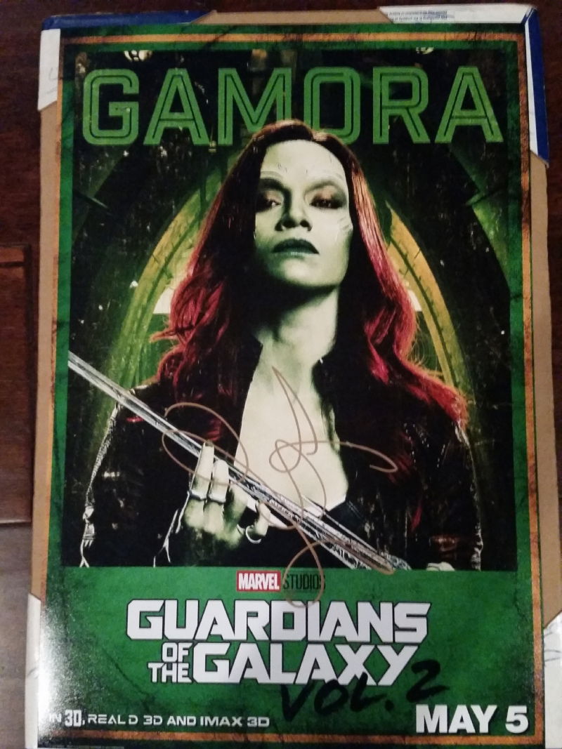 Zoe Saldana Signed Gamora poster, in Michael Hosey's Signed Movie ...