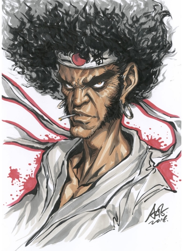 Afro Samurai Animation Cel Drawing - Afro charges Justice, in Tommy S's Afro  Samurai Animation Art Comic Art Gallery Room