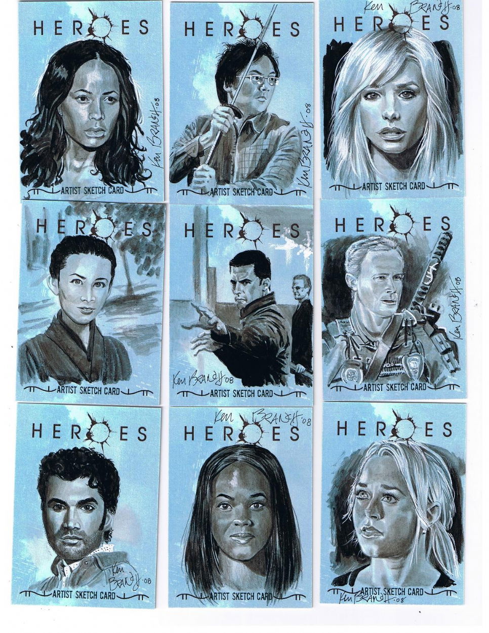 Heroes Sketch Cards Page 11 In Ken Branch S Sketch Cards Topps Heroes Season 2 Comic Art Gallery Room