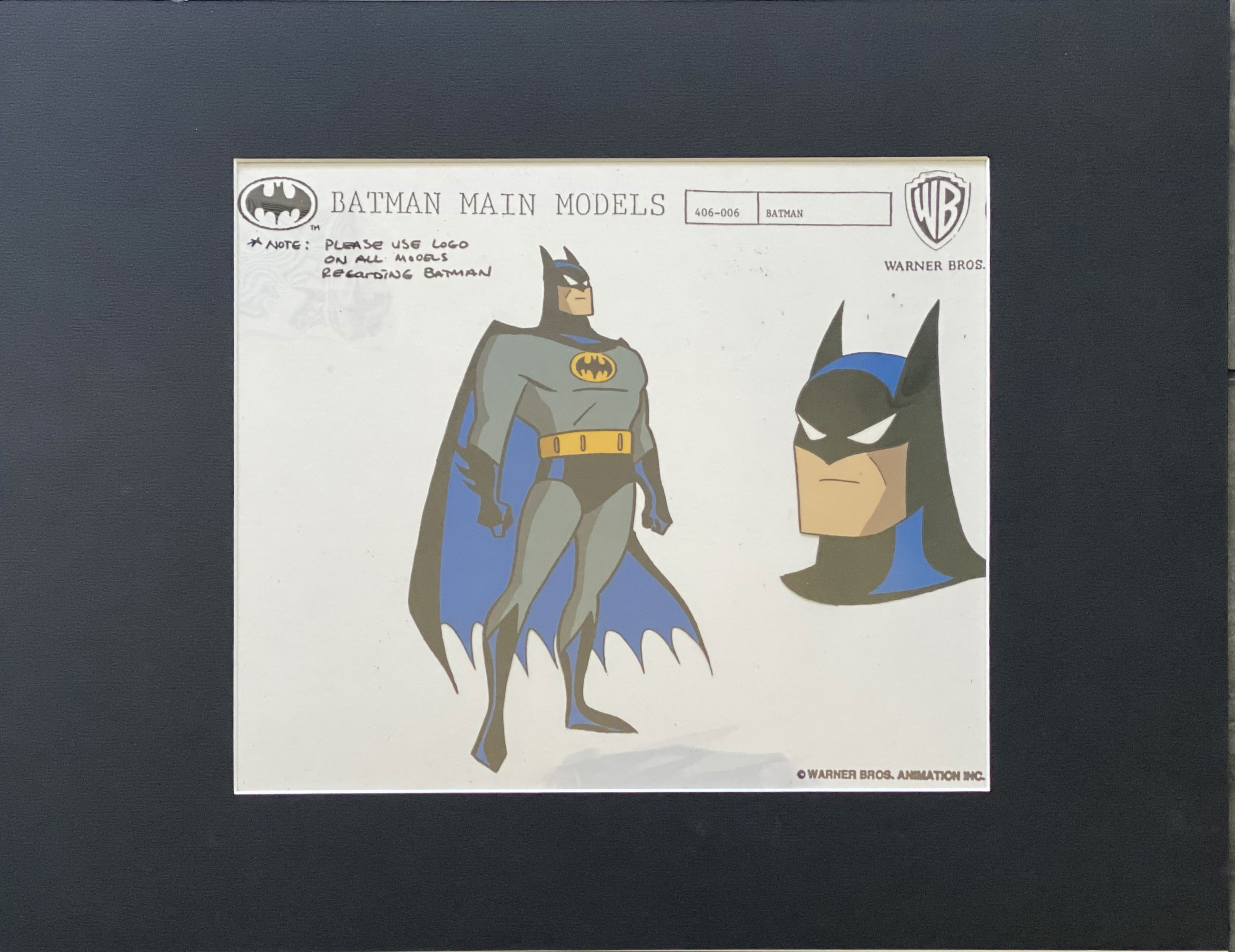 Batman: The Animated Series Batman Model Cel, in Michael “Chad” Cloe's  Batman: The Animated Series (BTAS) Animation Art Comic Art Gallery Room