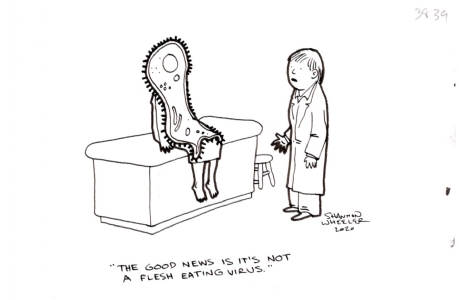 Shannon Wheeler New Yorker submitted Gag Cartoon - Virus, Comic Art