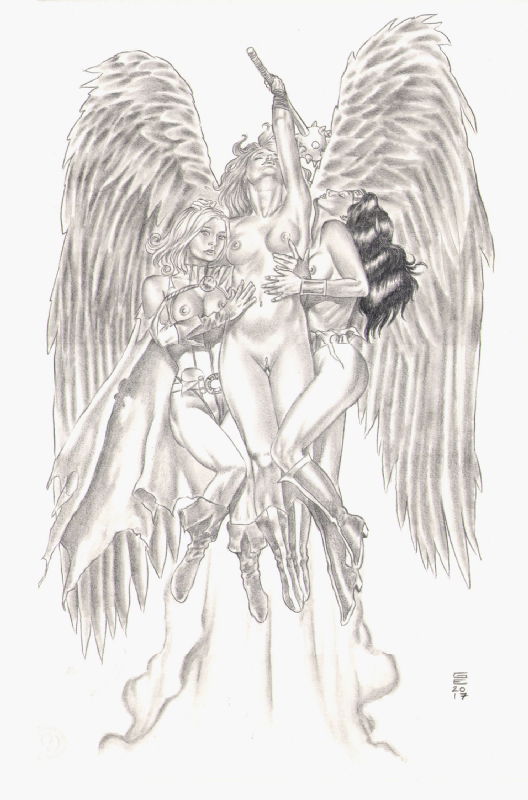 Wonder Woman And Hawkgirl Porn - Hawkgirl Powergirl Wonder Woman Nude, in Gene Espy's All the latest SOLD  art! Comic Art Gallery Room