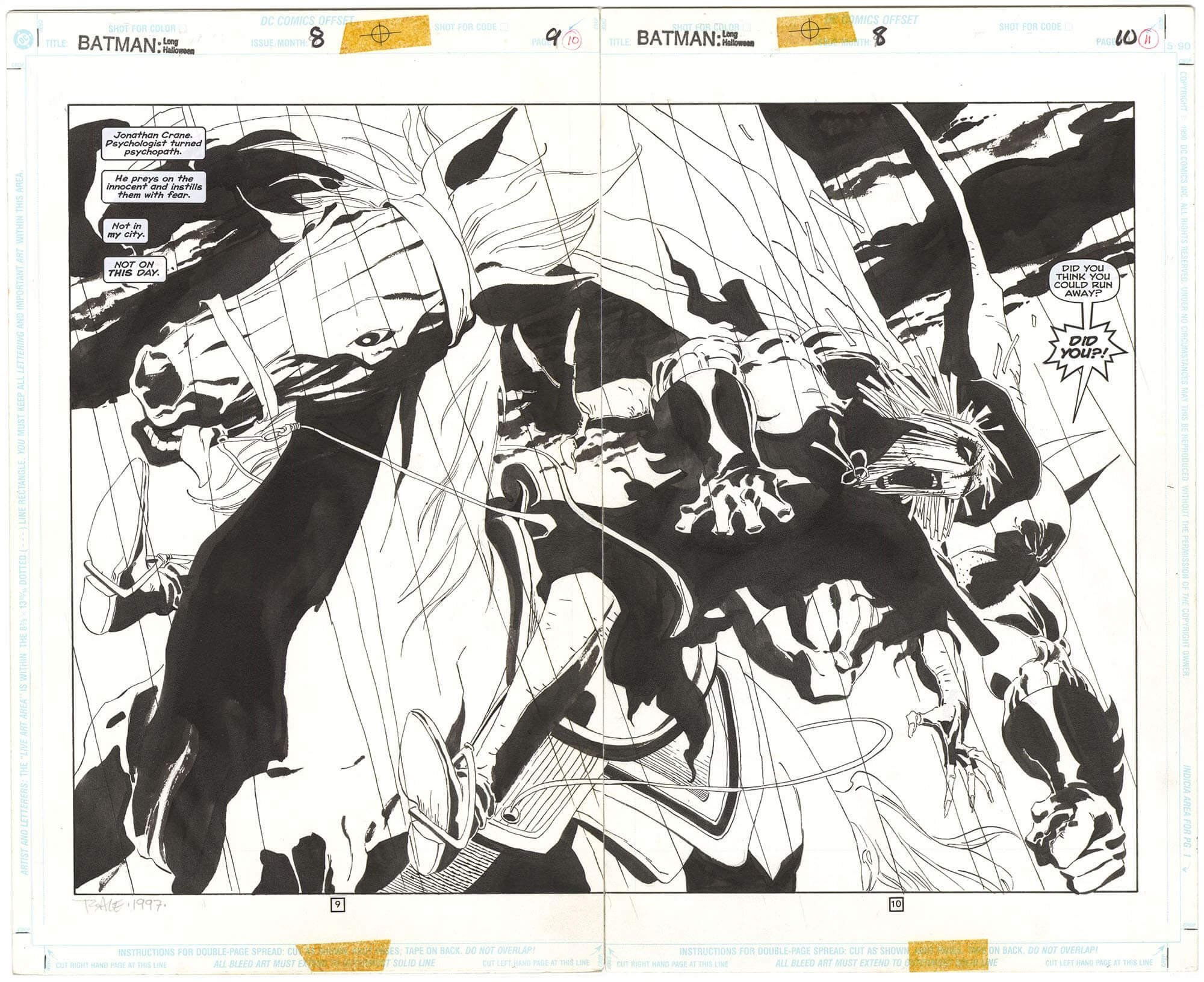 Batman: The Long Halloween #8 pgs 9 & 10 dbl Splash - Batman vs ...