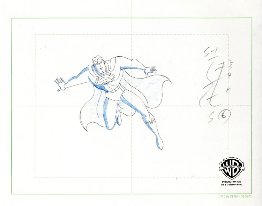 Superman the Animated Series Original Production Drawing: Superman, in ...