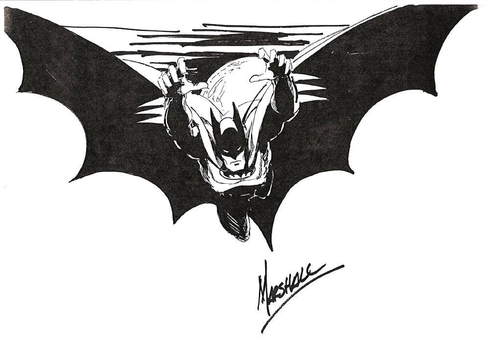 Batman jumping, in Steve Davis's Batman Comic Art Gallery Room