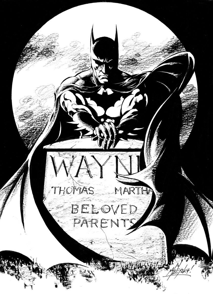 Batman At Grave In Matt Haleys Matt Haley Commissioned Art Comic Art