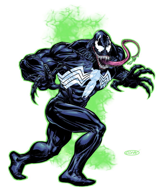 Venom, in Scott Cohn's DRAWING JUST FOR KICKS Comic Art Gallery Room