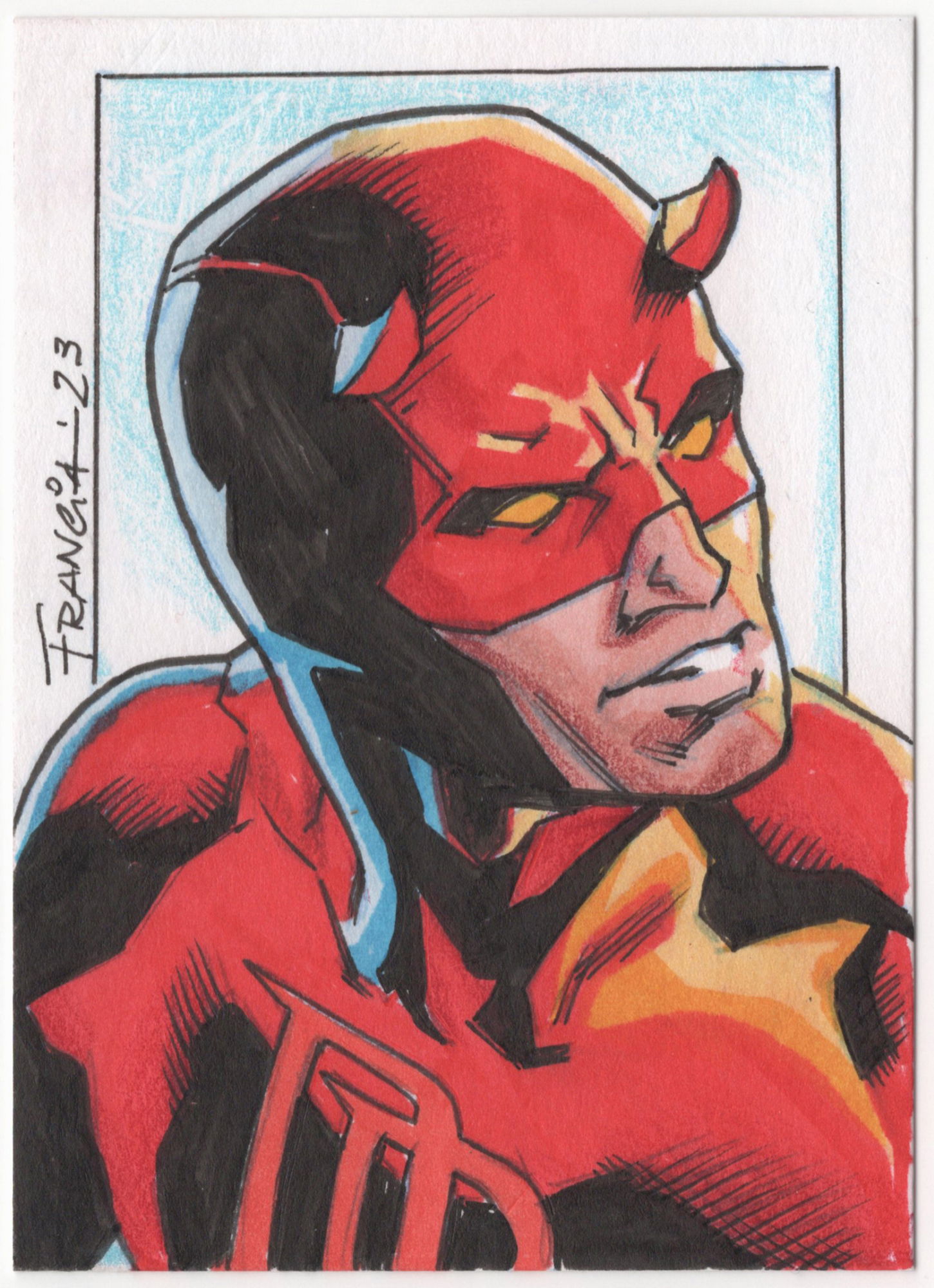 Sketch Card Daredevil 2 5 X 3 5 Inches Art By Omar Francia In Omar Francia S For Sale