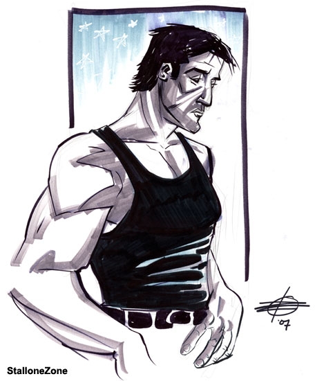 Sly Stallone by Rick Remender Comic Art